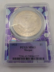1921 Morgan Silver Dollar PCGS MS63