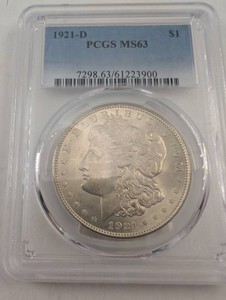 1921-D Morgan Silver Dollar PCGS MS63