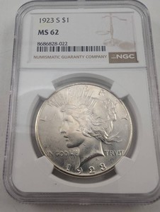 1923-S Peace Dollar NGC MS 62