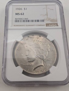 1926 $1 NGC MS 62 Certified Peace Dollar