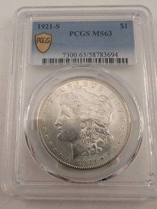1921-S Morgan Silver Dollar PCGS MS63