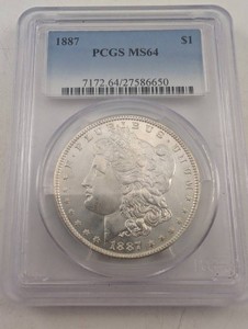 1887 Morgan Silver Dollar, PCGS MS64