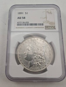 1891 $1 Morgan Dollar NGC AU 58