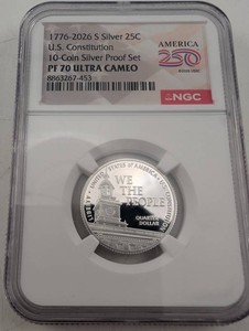 2026 S Silver 25C U.S. Constitution 10-Coin Silver Proof Set
