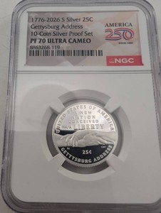 2026 S Silver 25C Gettysburg Address NGC PF70 Ultra Cameo