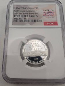 2026 S Silver 25C Gettysburg Address PF70 NGC Coin