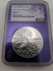 2026 Great Britain 2-Pound Loch Ness Monster Silver Coin MS 69