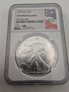 1993 NGC Gem Uncirculated American Silver Eagle $1