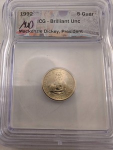 1992 Paraguay 5 Guaranies Coin in ICG Holder
