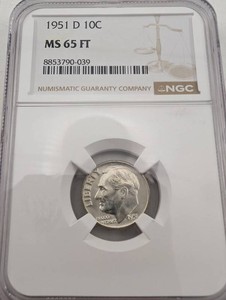 1951-D Roosevelt Dime NGC MS 65 FT