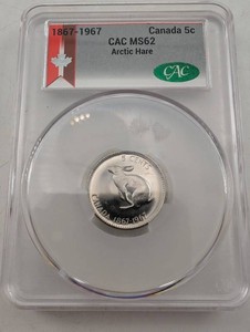1967 Canada 5c Arctic Hare CAC MS62