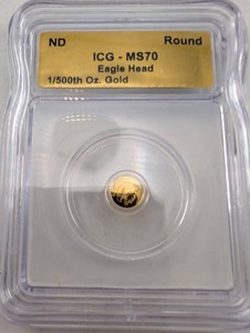 ICG-MS70 ND Round Eagle Head 1500th Oz. Gold