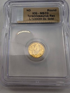 ND Round ICG-MS70 Tyrannosaurus Rex 11000th Oz. Gold