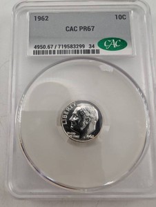 1962 Roosevelt Dime CAC PR67