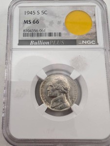 1945 S 5C Jefferson Nickel, MS 66, NGC