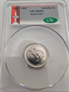Canada 5c 1867-1967 Arctic Hare CAC MS62