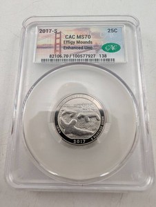 2017-S Effigy Mounds 25C CAC MS70 Quarter