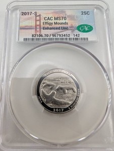 2017-S Effigy Mounds Quarter CAC MS70 Enhanced Unc