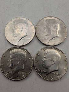 Lot of 4 1964 Kennedy Half Dollars