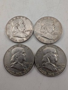 Franklin Half Dollars, 1950, 1961, 1961 & 1963 (Lot of 4)