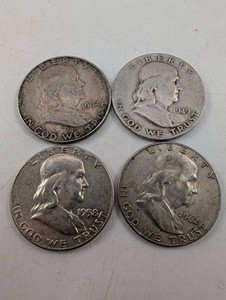 4 Franklin Half Dollars, 1949-1963 (Lot of 4)