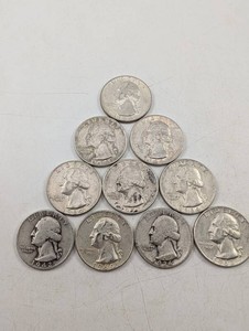 Lot of 10 Washington Quarters, 1936-1964