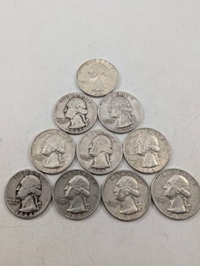 Lot of 10 U.S. Washington Quarters 1934-1964