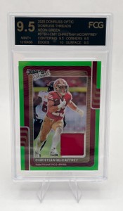 2025 Donruss Optic Threads Neon Green Christian McCaffrey Graded FCG 9.5 Mint+ San Francisco 49ers