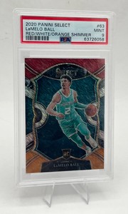 2020 Panini Select LaMelo Ball #63 RedWhiteOrange Shimmer RC Rookie Card Graded PSA 9 Mint