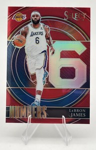 2021-22 Panini Select #6 LeBron James Select Numbers Red Prizm