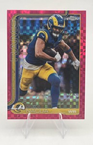 2025 Topps Chrome #166 Puka Nacua Hot Pink X-Fractor Los Angeles Rams