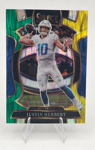 2025 Panini Select #1 Justin Herbert Concourse GreenYellow Shock Prizm