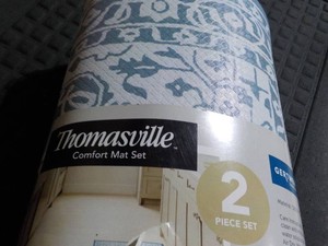 Thomasville 2 pc Como Ivory Blue - Comfort Mat Set