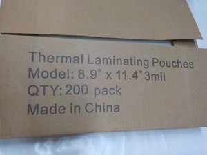 200 pack Thermal Laminating Pouches 8.9 x 11.4 3 mil