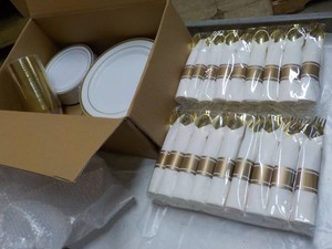 Case of Party Plates, Glasses and Silverware