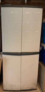 Plastic Storage Cabinet with Contents
