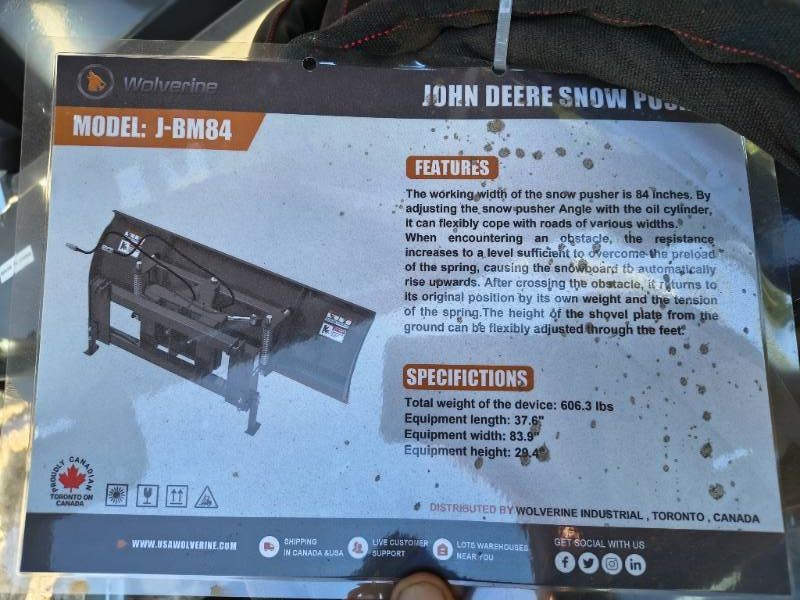 Wolverine Compact Tractor Snow Pusher (J-BM84)