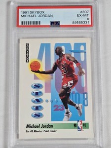 Michael Jordan 1991 Skybox Stats #307 PSA Graded 6 - Chicago Bulls Basketball Card