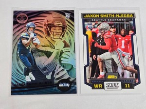 Lot of 2 Jaxon Smith-Njigba Rookie Football Cards Featuring Panini Illusions and Score Brands