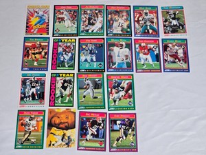 Lot of 20 Football Cards Featuring Players from the 1992 Score Set Including John Elway, Jim Harbaugh, and Warren Moon and More