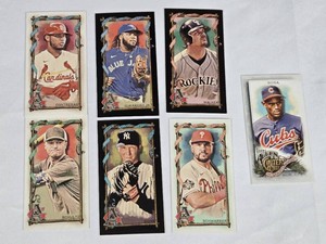 Lot of 7 Mini Baseball Cards Featuring Willson Contreras, Vladimir Guerrero Jr., Larry Walker, Kyle Schultz, David Cone, Kyle Schwarber and Sammy Sosa from Topps Allen & Ginter Series