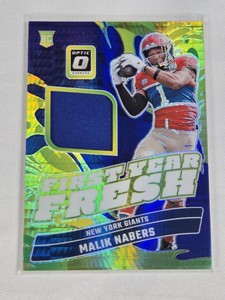 Malik Nabers Rookie 2024 Panini Donruss Optic First Year Fresh Prizm Relic #FYF-MNS - New York Giants Football Card