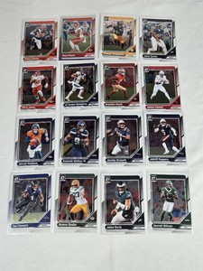 Lot of 16 Football Cards Featuring Jalen Hurts, Garrett Wilson, and Kenneth Walker III from 2024 Panini Donruss Optic