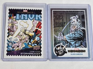 Lot of 2 Marvel Beginnings Trading Cards Featuring Thor and Silver Samurai
