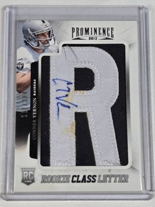 Conner Vernon Rookie 2013 Panini Prominence Rookie Class Letter Auto #117 RPA Rookie Patch Auto Numbered 111204 - Oakland Raiders Football Card