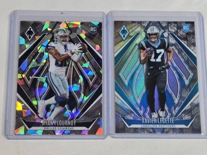 Lot of 2 Football Cards Featuring Ryan Flournoy Rookie and Xavier Leggette Rookie Numbered 49150 from 2024 Panini Phoenix Football