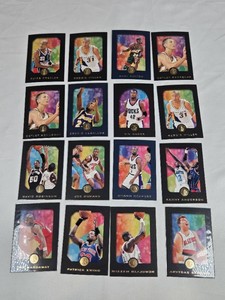 Lot of 16 Basketball Cards Including Hakeem Olajuwon, Patrick Ewing, Clyde Drexler, Reggie Miller, and Gary Payton 1996 Skybox EX