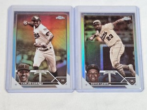 Lot of 2 Baseball Cards Featuring Carlos Correa and Royce Lewis, 2023 Topps Chrome - Minnesota Twins Baseball Cards