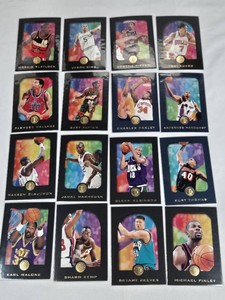 Lot of 16 Skybox EXL 1996 Basketball Cards featuring players like Scottie Pippen, Hakeem Olajuwon, Rasheed Wallace, Jason Kidd, and Karl Malone