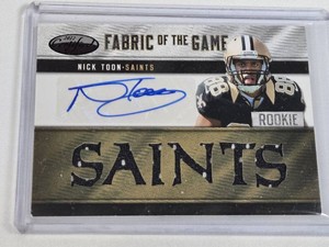 Nick Toon Rookie 2012 Panini Certified Fabric of the Game Auto Numbered 1625 #27 - New Orleans Saints Football Card